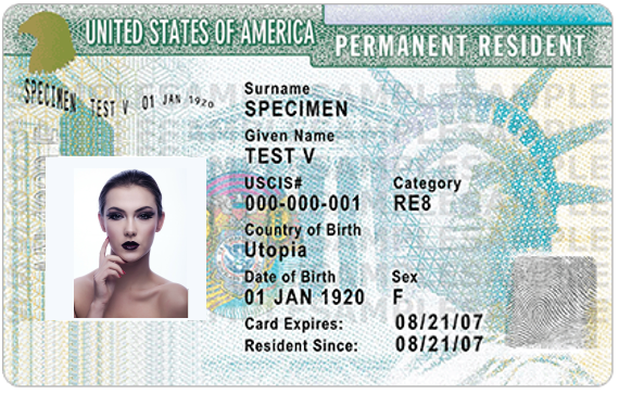 Sample green card image