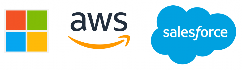 Microsoft, AWS and Salesforce logos