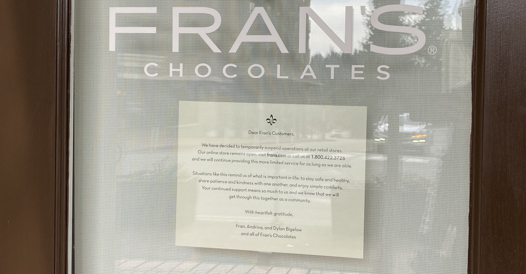 France Chocolates Closed during Coronavirus pandemic