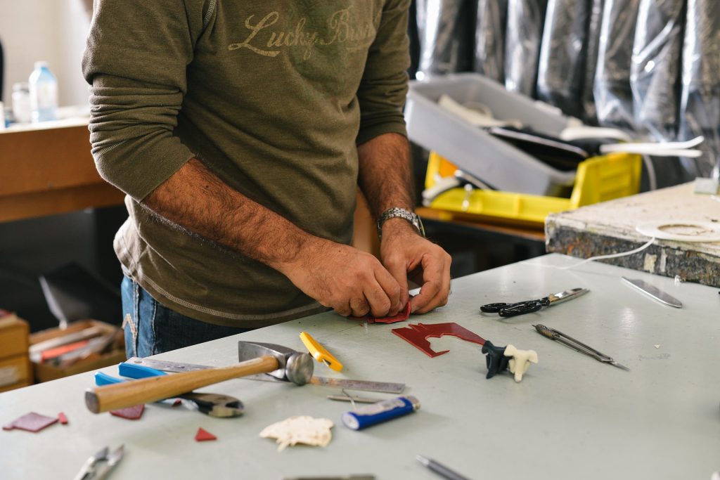 Handyman working in the garage