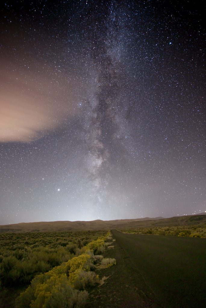 The Milky Way galaxy at night in northern hemisphere