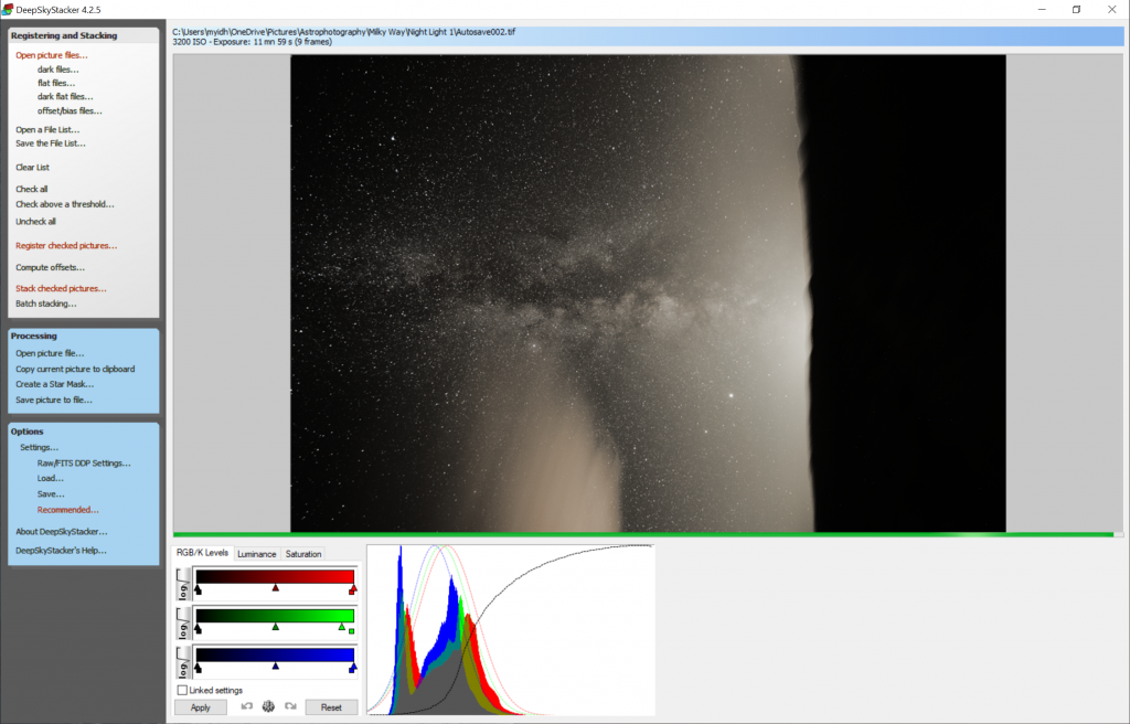 Deep Sky Stacker processed final image