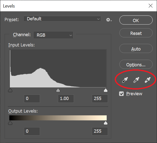 Phoshop levels adjustment