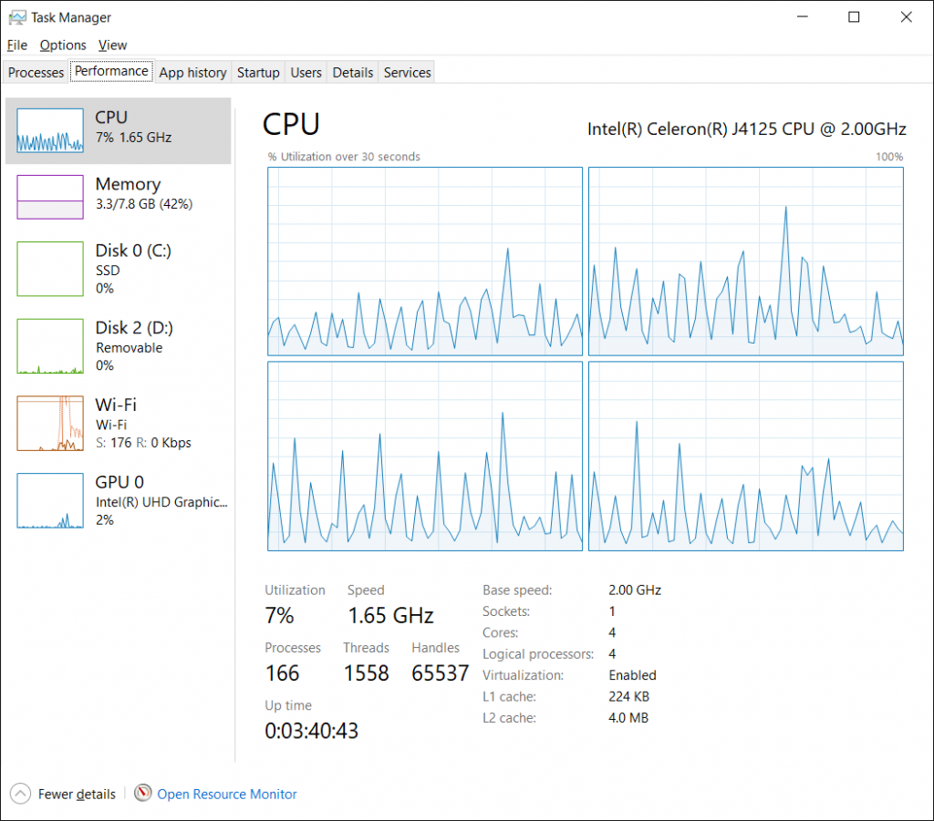 NucBox Task Manager during imaging session