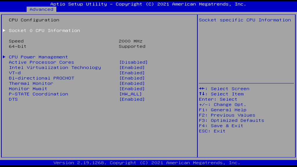 CPU Configuration Page