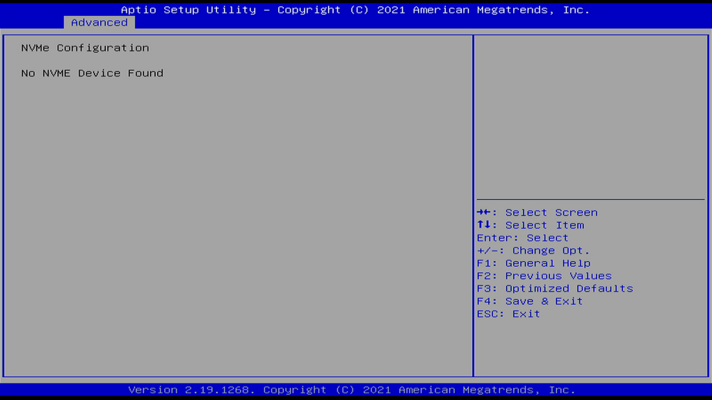 NVMe Configuration Page