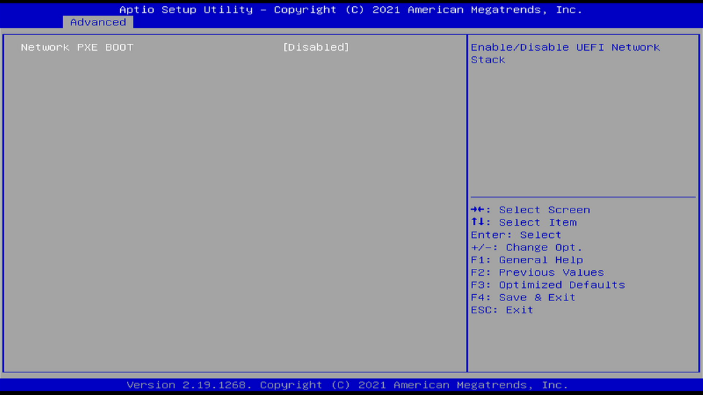 Network Stack Configuration Page