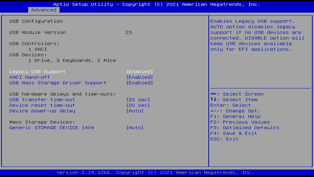 USB Configuration Page