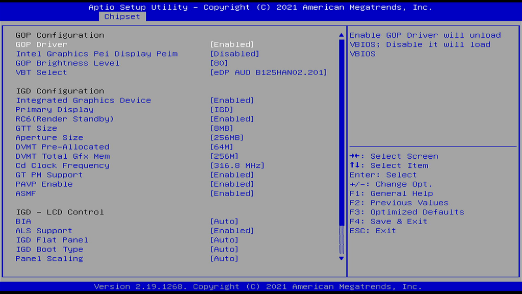 Chipset Uncore Configuration Page