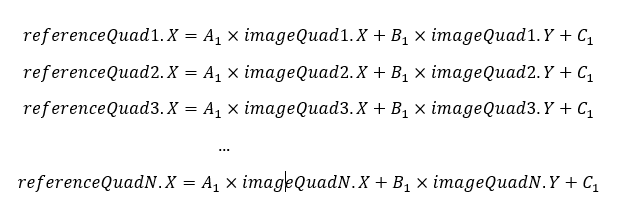 X-axis overdetermined linear equation system