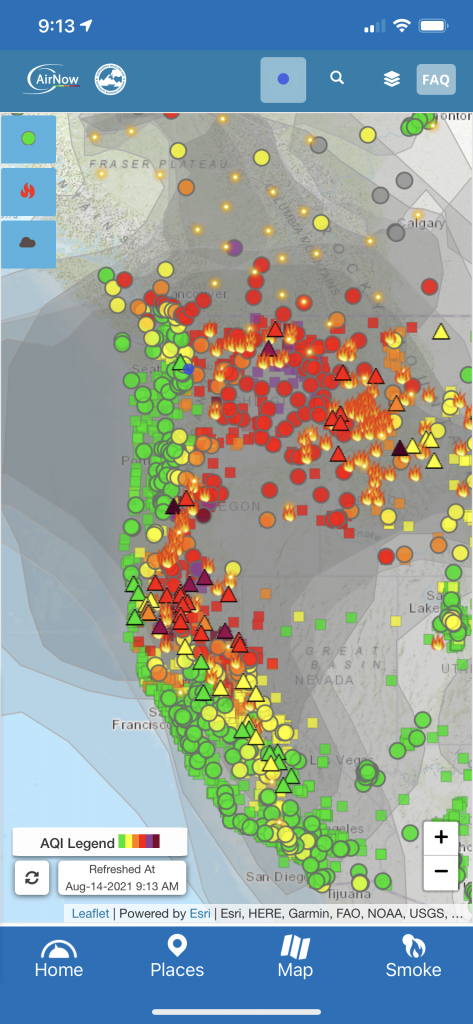 AirNow data for the air quality in Seattle