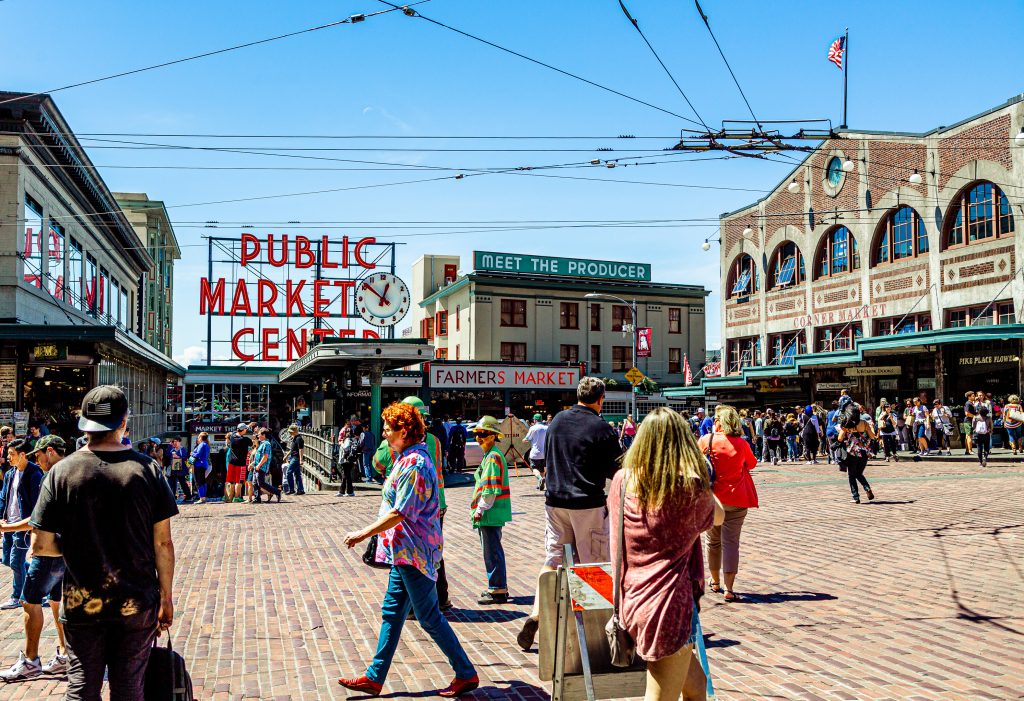 People in Seattle public market